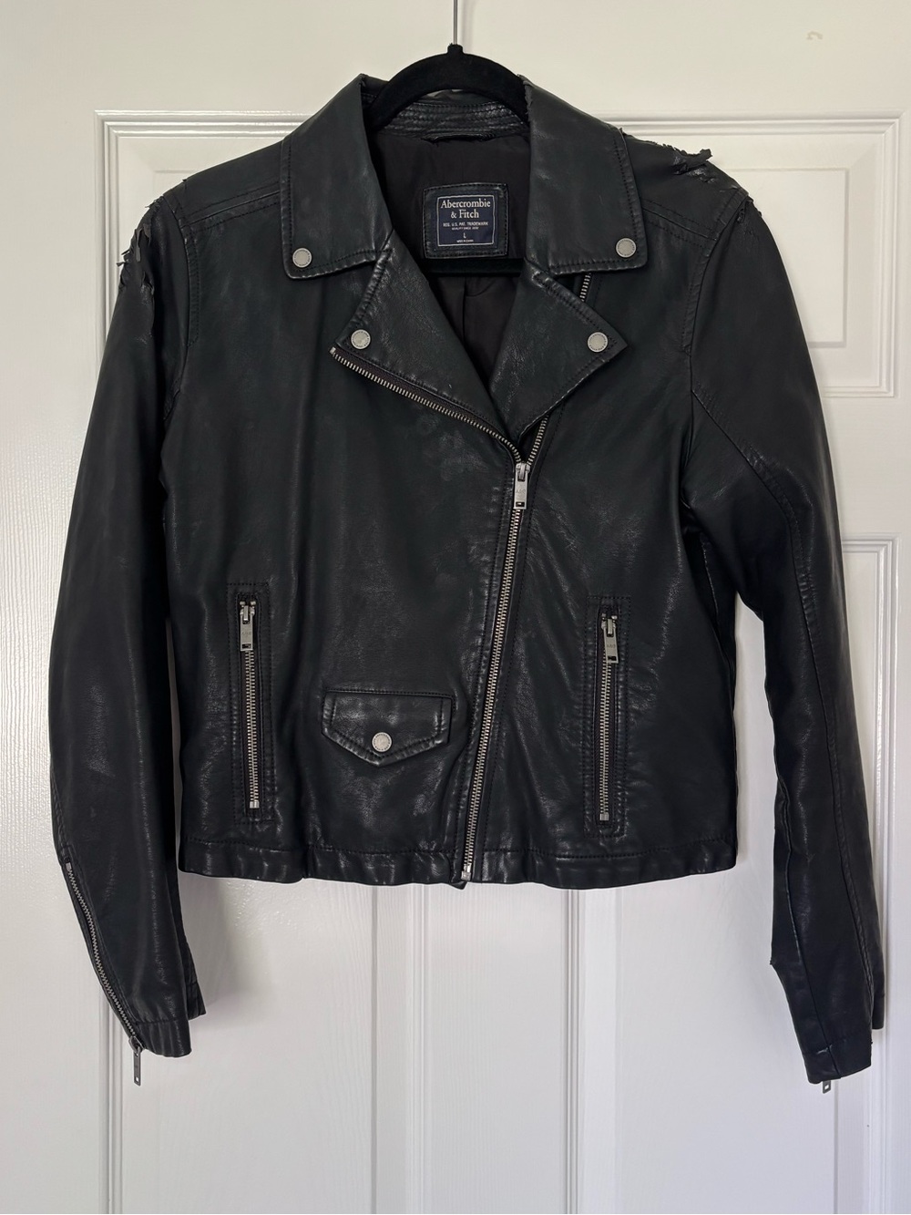 Abercrombie & Fitch Faux Leather Biker Jacket Women’s size L Black